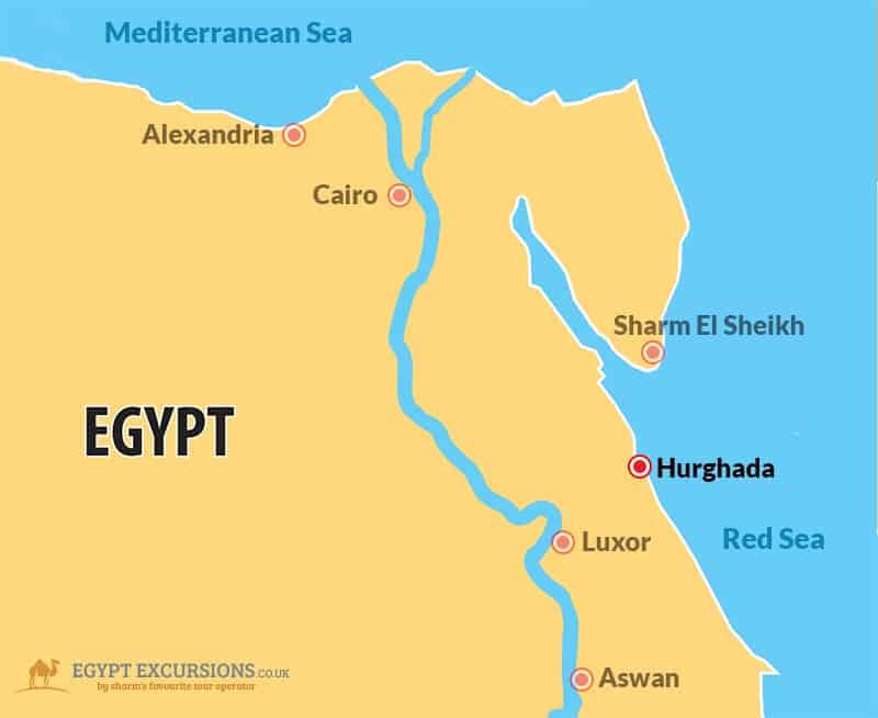 Hurghada Desert Safari - Hurghada Desert Safari: What to Expect on a Quad Bike Adventure Map of Egypt showing location of Hurghada