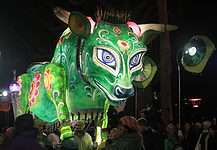 Light displays at Lyon's Light Festival, France