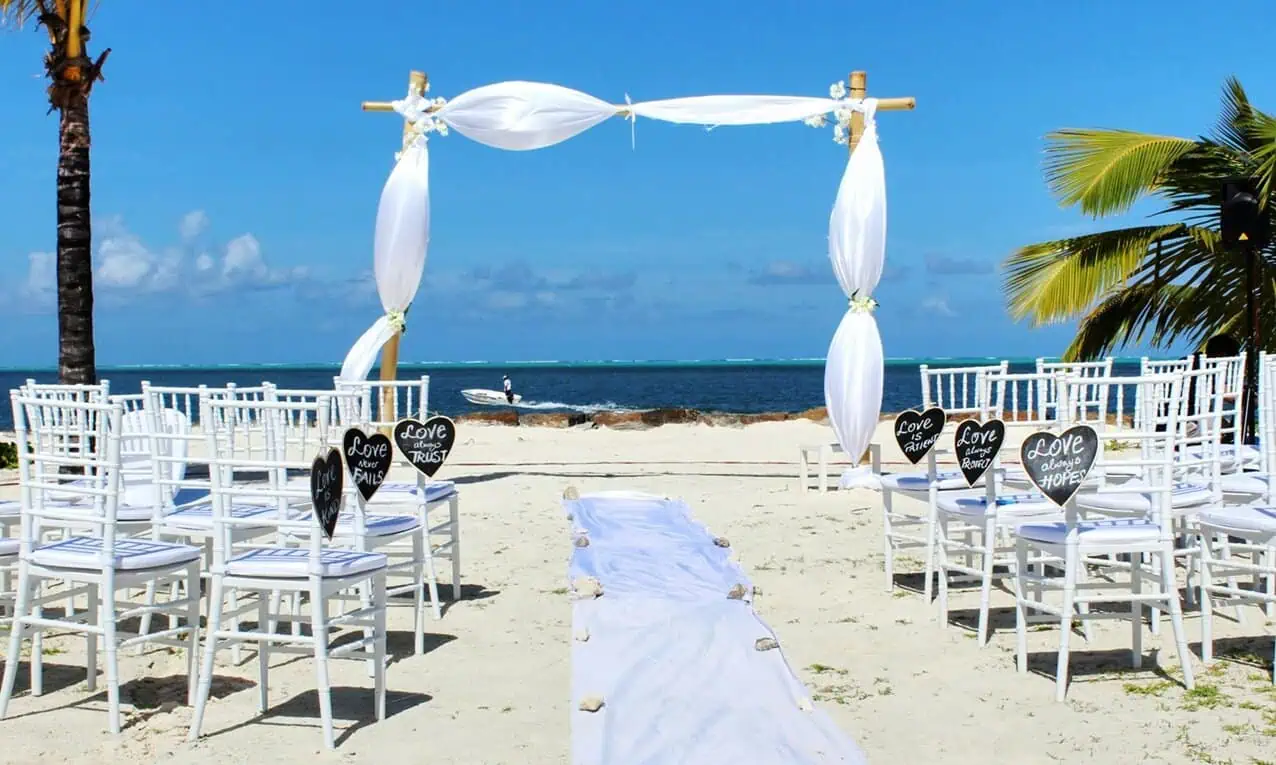 destination wedding - How to Choose the Right Destination Wedding Location (When Everyone Tells You Something Different) A wedding setup in Mauritius.