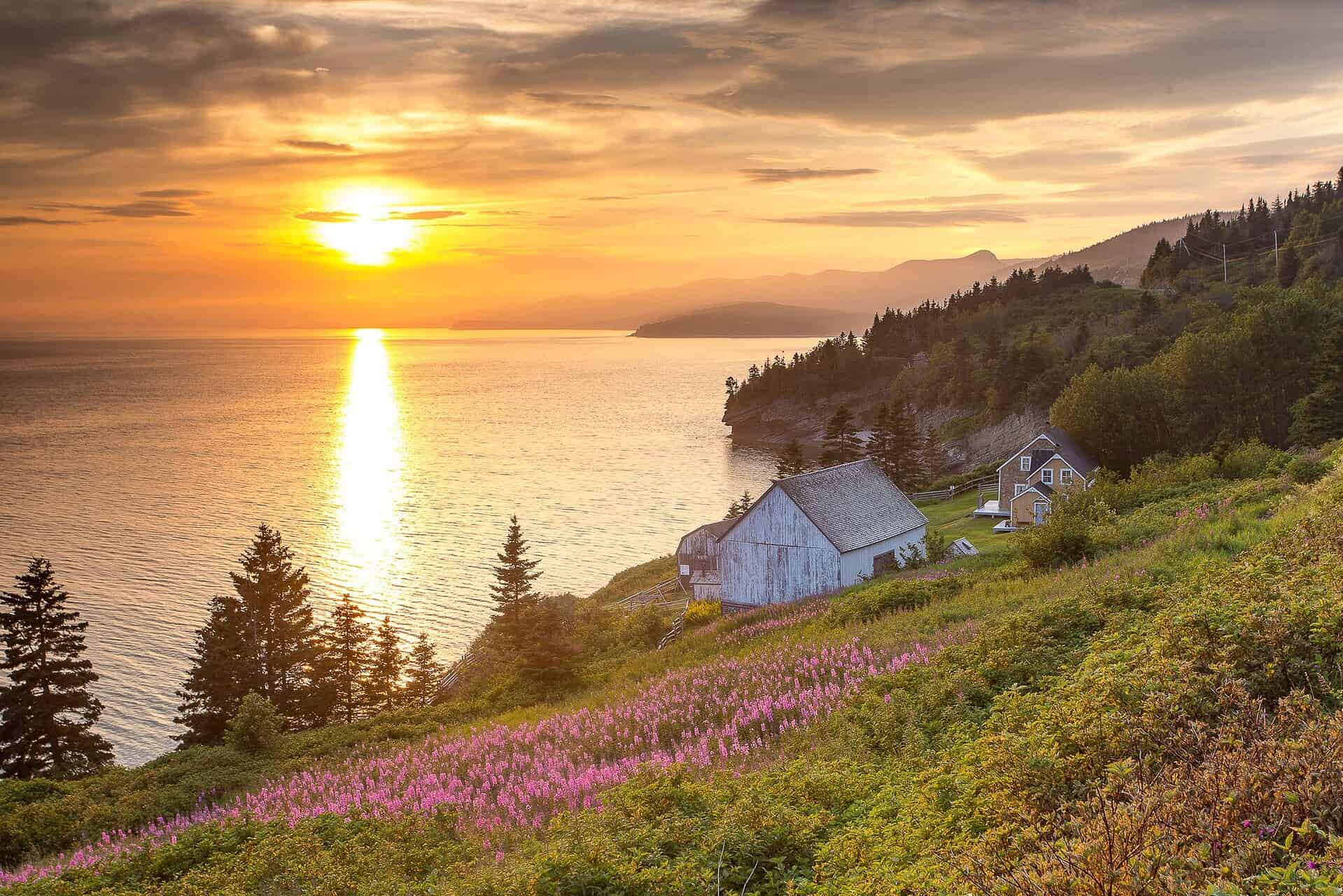 - Guide to Exploring Québec’s Maritime Regions: An Epic Road Trip Sunset at the Anse-Blanchette barn in Forillon National Park, Quebéc, Canada. Photo by Parks Canada, Mathieu Dupuis.