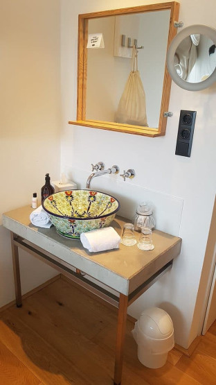 Washbasin at Hotel Wiesler in Graz, Austria.